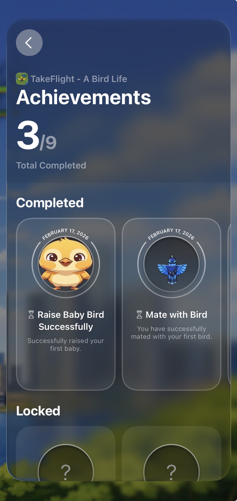 Take Flight finish, rest, and replay screen