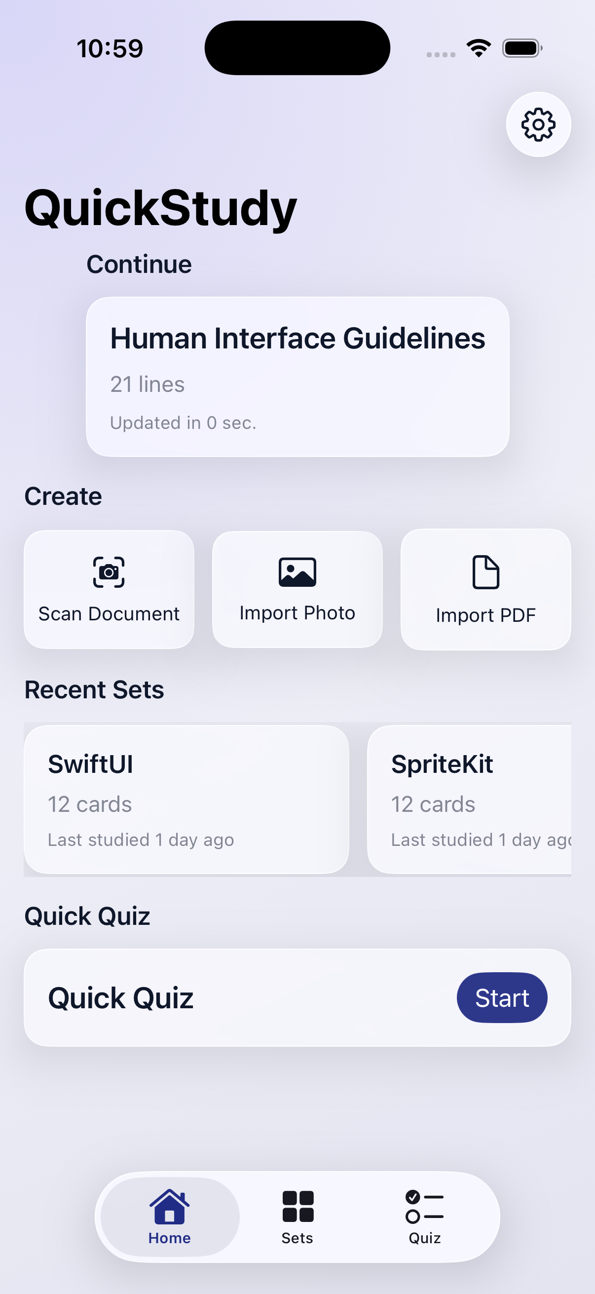 Import Source screen